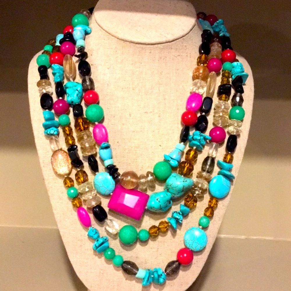 Stella & Dot | Stunning Retired Hand-beaded Versatile 'Carnival' Necklace - Picture 3 of 16